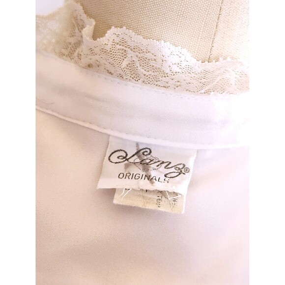 1970s LANZ Lace Blouse Ruffled Button Down Shirt Blouse KOREAN Collar size XS - Picture 10 of 10